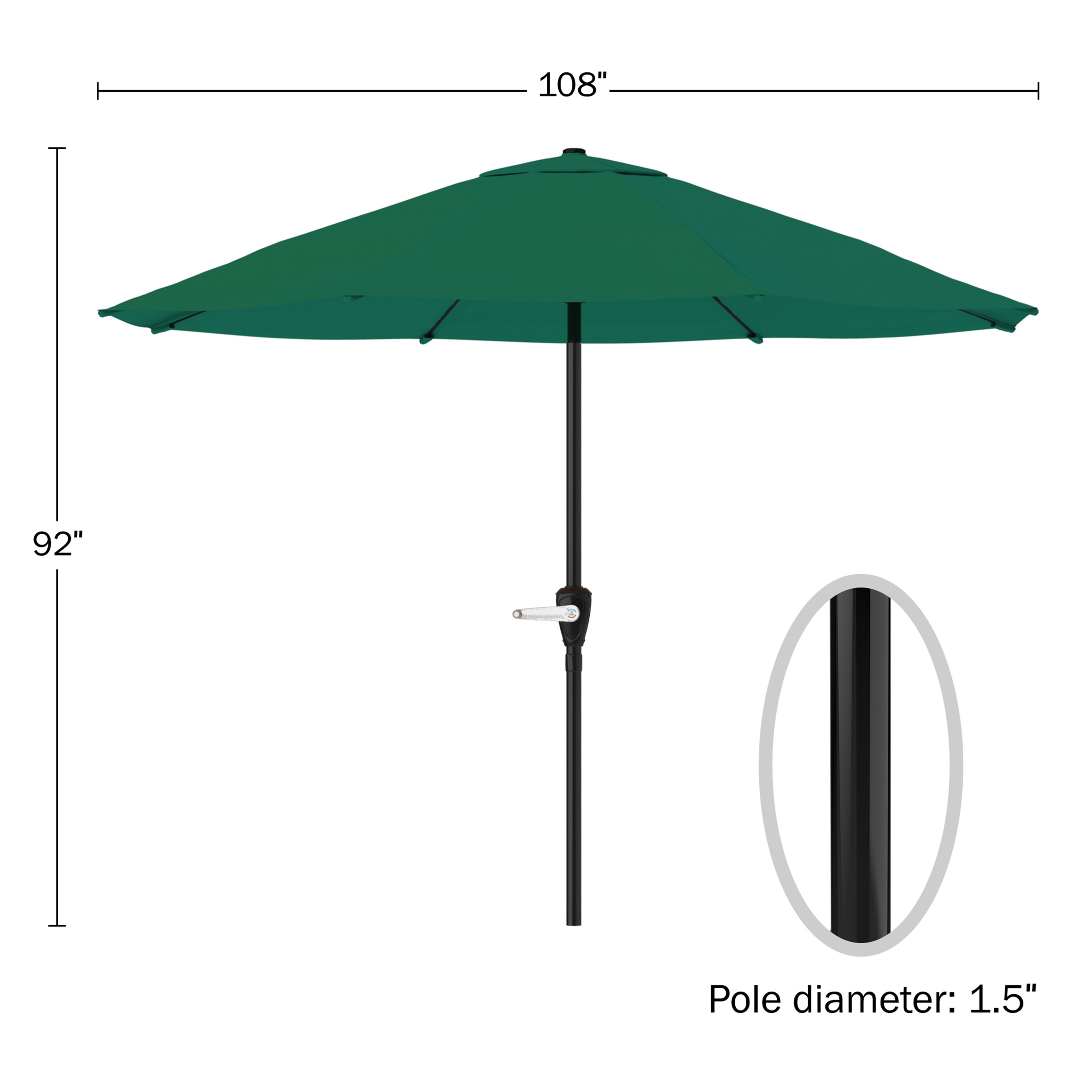 9FT Patio Umbrella Outdoor Sun Shade Easy Crank Umbrella 92 Inch Tall - Picture 9 of 30