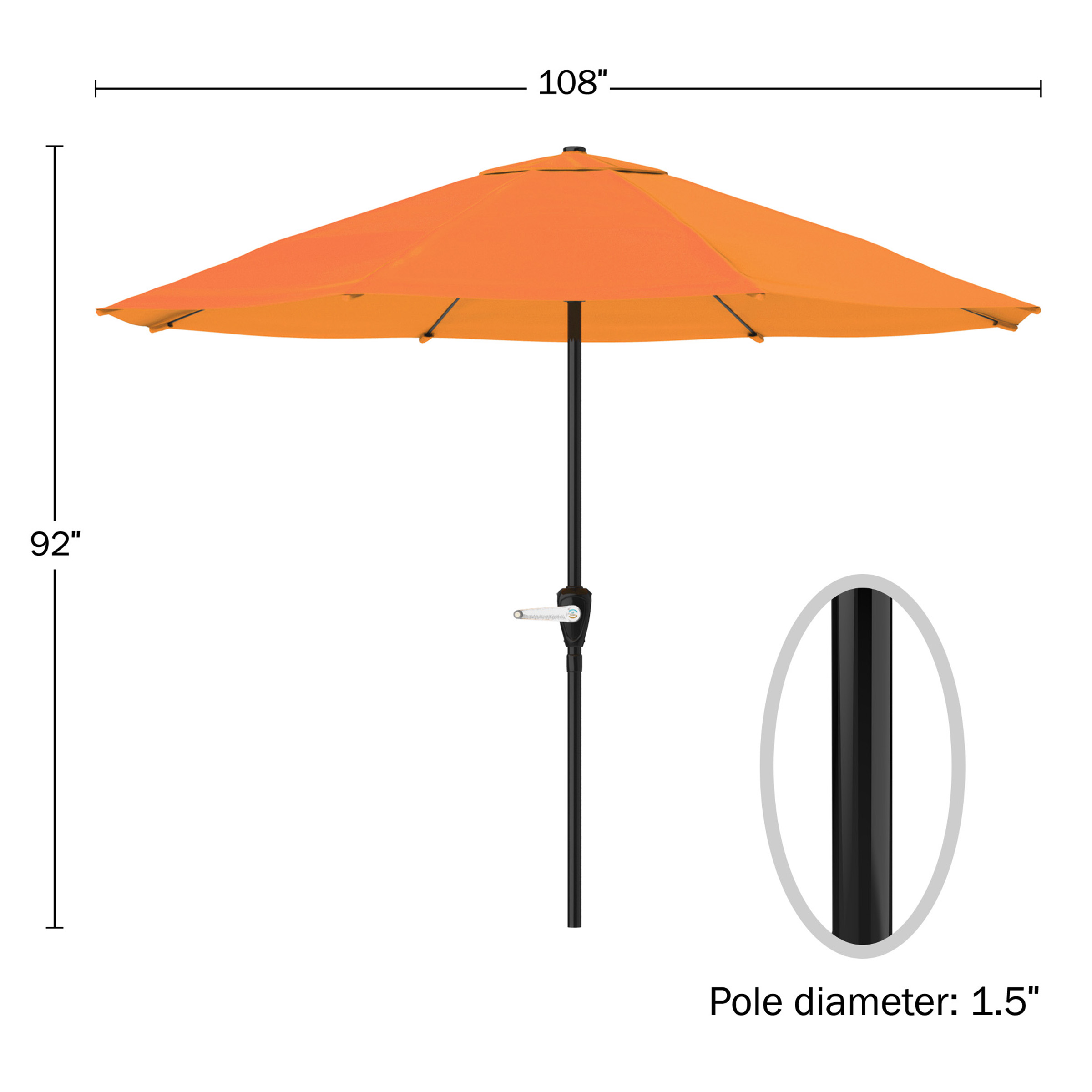 9FT Patio Umbrella Outdoor Sun Shade Easy Crank Umbrella 92 Inch Tall - Picture 27 of 30