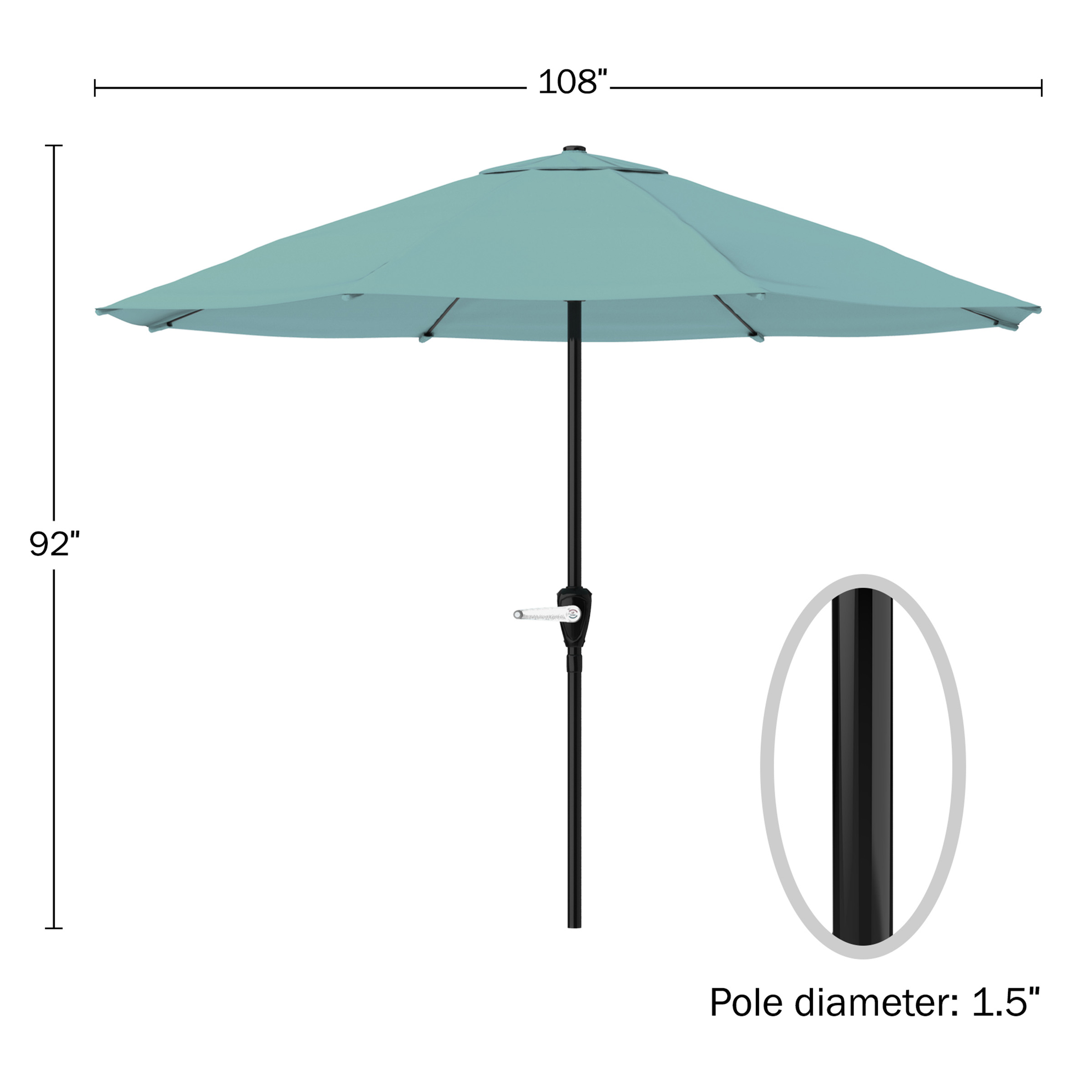 9FT Patio Umbrella Outdoor Sun Shade Easy Crank Umbrella 92 Inch Tall - Picture 15 of 30