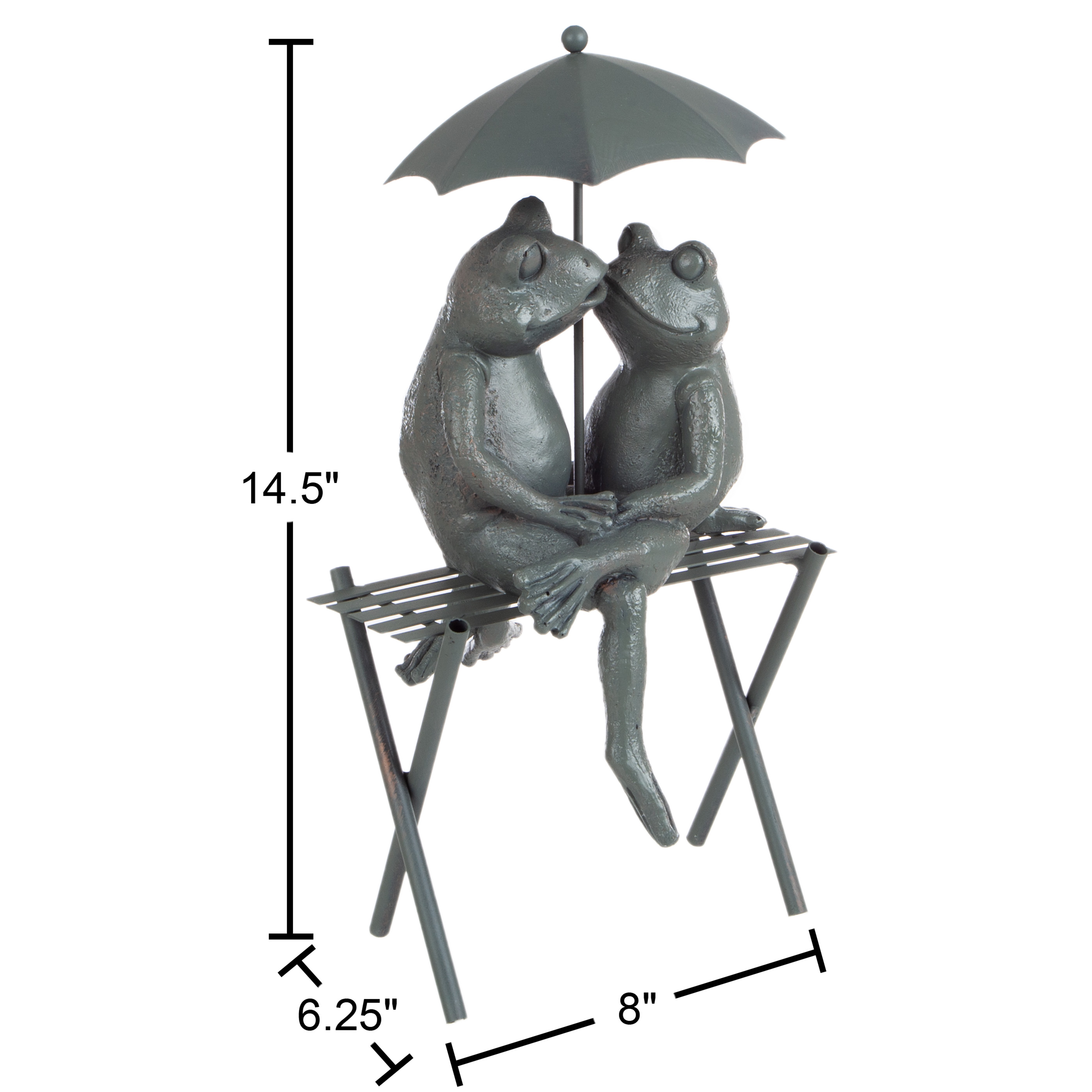 Garden Decor Statue Frog Couple on Bench Romantic Kissing Frogs Flower Bed - Picture 2 of 8