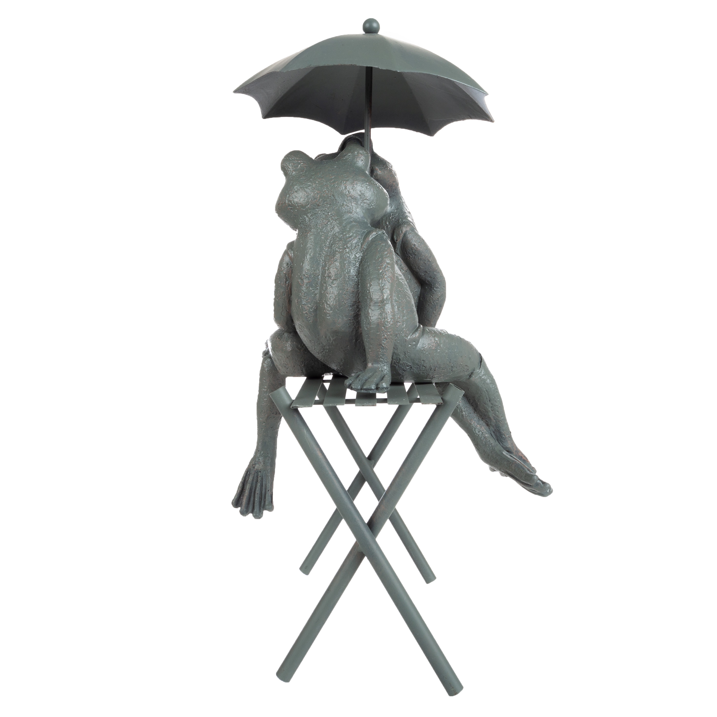 Garden Decor Statue Frog Couple on Bench Romantic Kissing Frogs Flower Bed - Picture 7 of 8