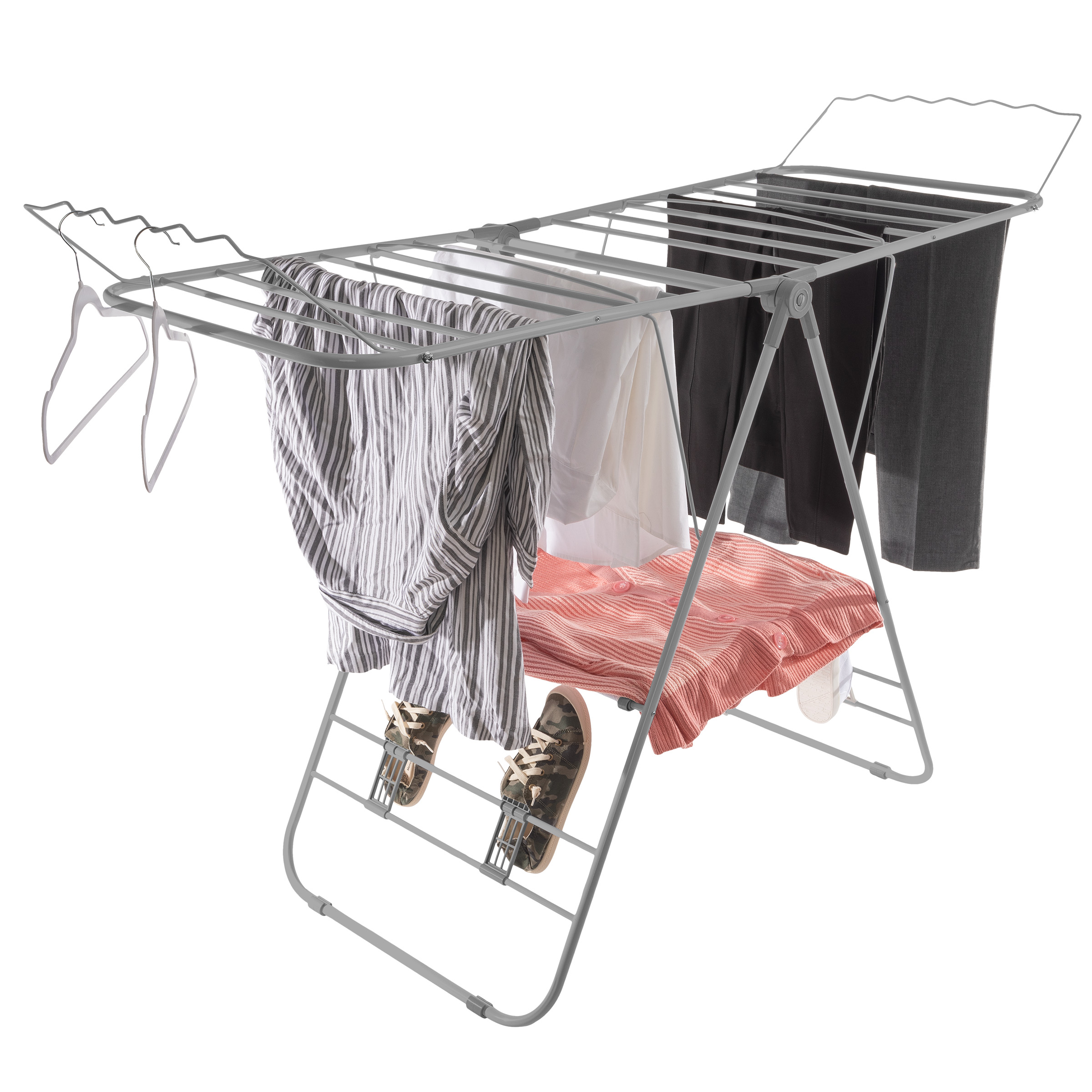 Clothes Drying Rack Portable Laundry Rack Collapsible Clothes Stand, Silver