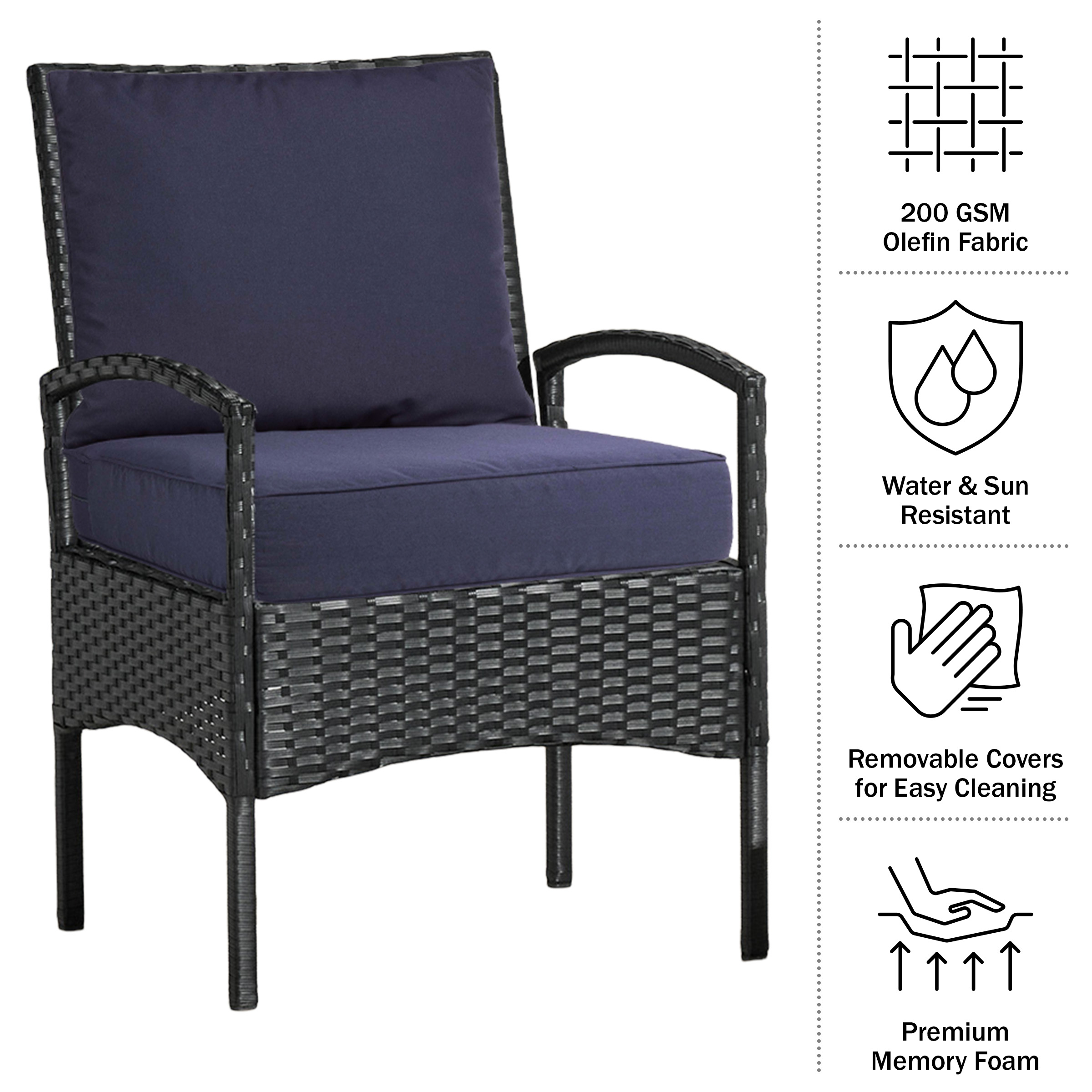 Outdoor Cushion Chair Memory Foam Patio Cushions with Removable Covers - Picture 8 of 15