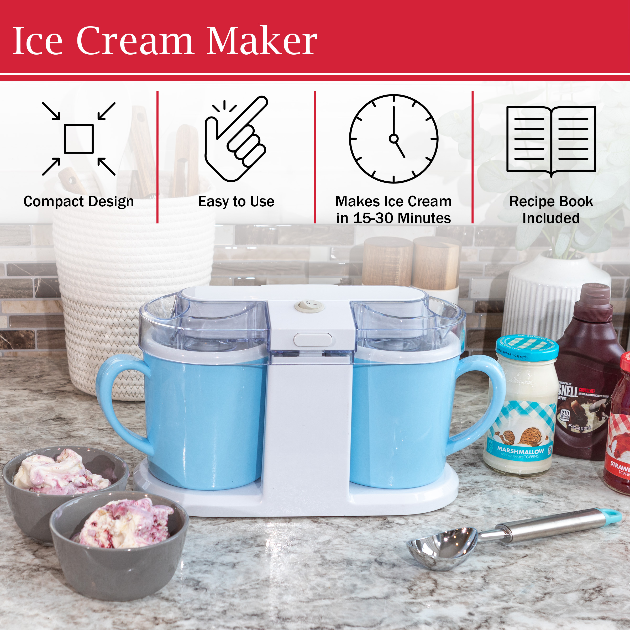 2QT Ice Cream Maker Machine Gelato Frozen Yogurt Sorbet Maker Kitchen Appliances